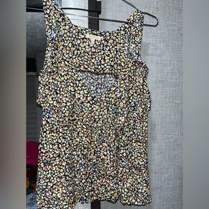 Chic Floral Abstract Multicolor Sleeveless Blouse